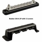 Victron Busbar 250A 2-polig met 12 schroeven + afdekkap